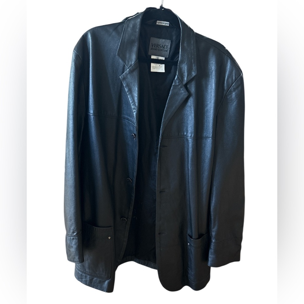 Versace Collection Black Leather Jacket (Large)